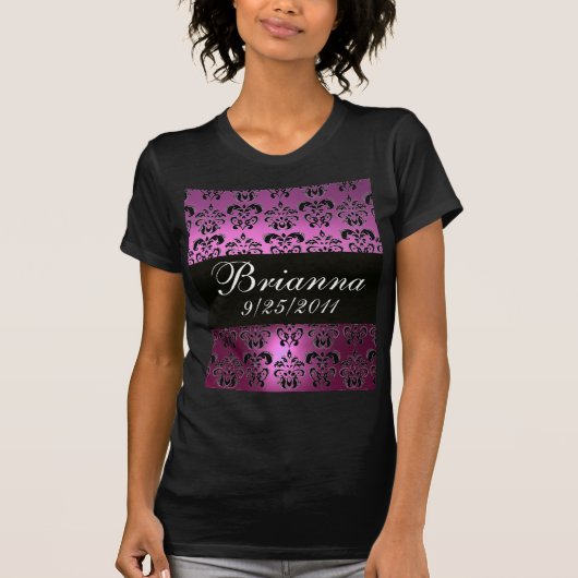 VIOLET PAARSE BLACK DAMASK T-SHIRT (Voorkant)