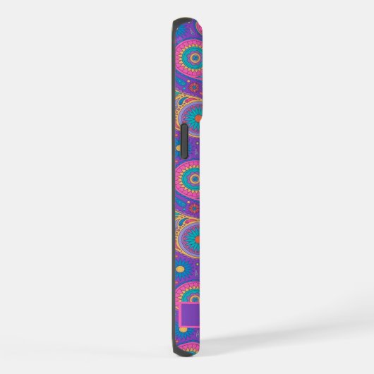  Violet Paarse Blauw Roze Paisley iPhone Hoesje (Rechterkant)