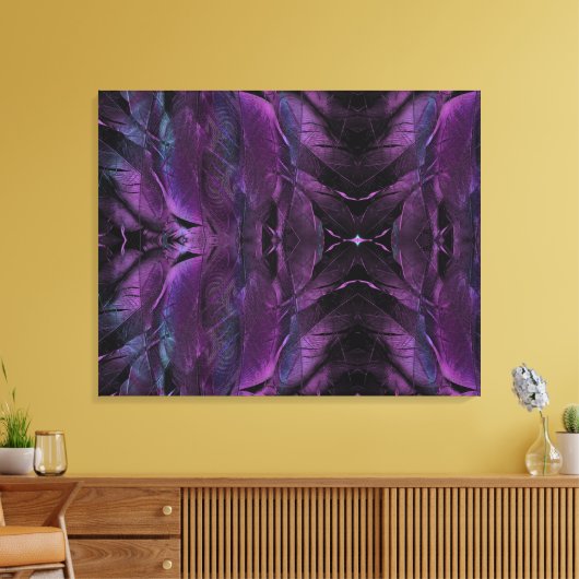 Violet Paarse blauwe vedertextuur abstract Canvas Afdruk (Insitu (Woonkamer))