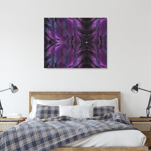 Violet Paarse blauwe vedertextuur abstract Canvas Afdruk (Insitu (Slaapkamer))