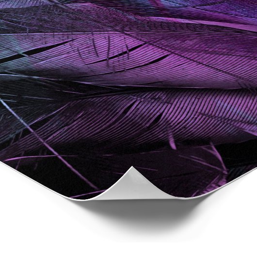 Violet Paarse blauwe vedertextuur abstract Poster (Hoek)