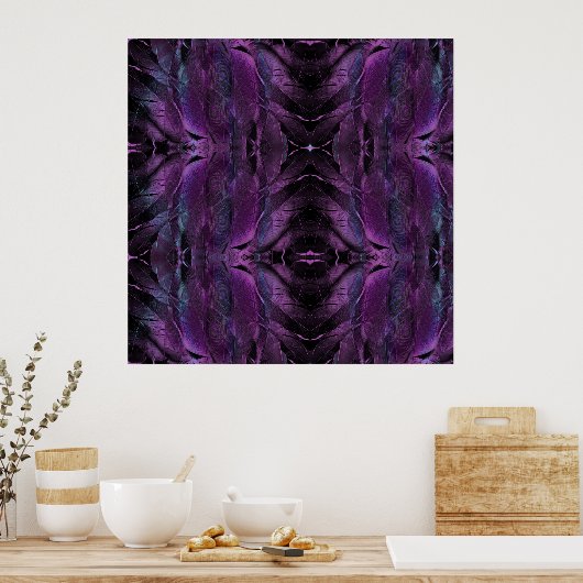 Violet Paarse blauwe vedertextuur abstract Poster (Keuken)