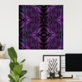 Violet Paarse blauwe vedertextuur abstract Poster (Thuiskantoor)