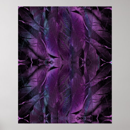 Violet Paarse blauwe vedertextuur abstract Poster (Voorkant)