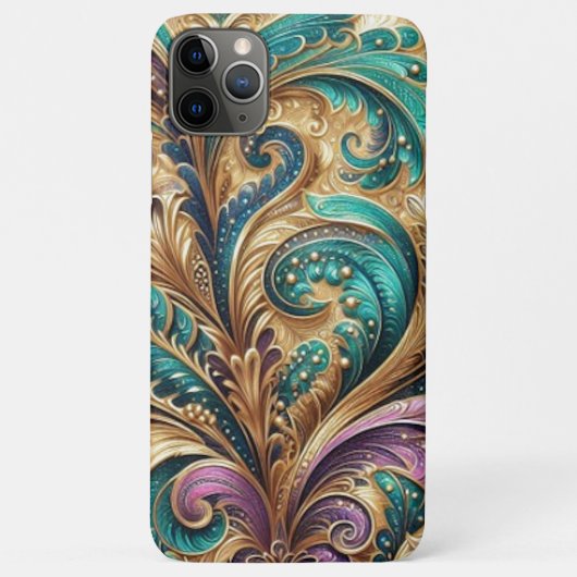 Violet Paarse Blauwgroen Blauw Groen Goud Paisley  Case-Mate iPhone Case (Achterkant)