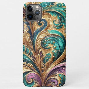 Violet Paarse Blauwgroen Blauw Groen Goud Paisley  iPhone 11Pro Max Hoesje