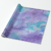 Violet Paarse Blauwgroen groene Abstracte Waterver Cadeaupapier (Uitgerold)