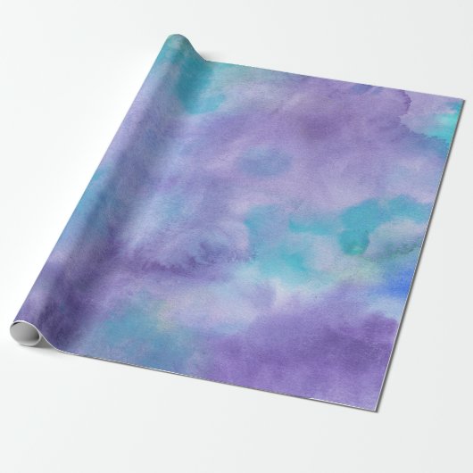 Violet Paarse Blauwgroen groene Abstracte Waterver Cadeaupapier (Uitgerold)