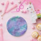 Violet Paarse Blauwgroen groene Abstracte Waterver Papieren Bordje (Feest)