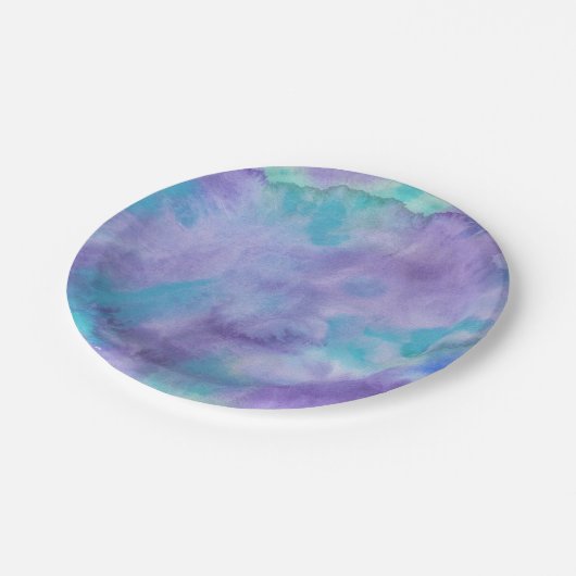 Violet Paarse Blauwgroen groene Abstracte Waterver Papieren Bordje (Gekanteld)