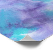 Violet Paarse Blauwgroen groene Abstracte Waterver Poster (Hoek)