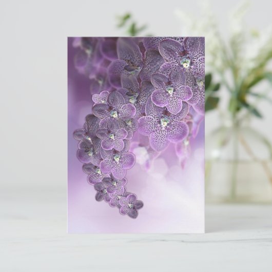 Violet Paarse bloeiende bloemen Bedankkaart (Staand voorkant)