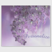 Violet Paarse bloeiende bloemen Cadeaupapier (Vlak)