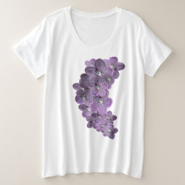 Violet paarse bloeiende bloemen grote maat t-shirt