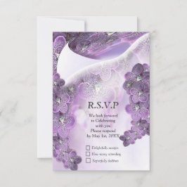 Violet Paarse bloeiende bloemen RSVP Kaartje
