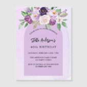 Violet paarse bloem groen boog luxe verjaardag magnetische uitnodiging (Voorkant)