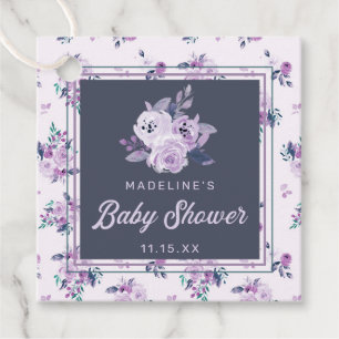 Violet Paarse Bloemen Baby shower Dank u Bedankjes Labels