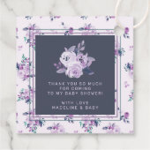 Violet Paarse Bloemen Baby shower Dank u Bedankjes Labels (Achterkant)