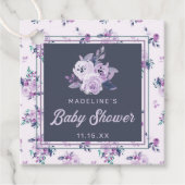 Violet Paarse Bloemen Baby shower Dank u Bedankjes Labels (Voorkant)