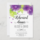 Violet paarse bloemen bruiloft, diner kaart (Voorkant)