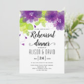 Violet paarse bloemen bruiloft, diner kaart (Staand voorkant)
