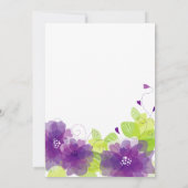Violet paarse bloemen bruiloft, diner kaart (Achterkant)