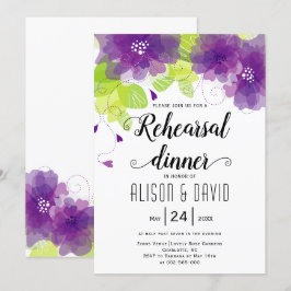 Violet paarse bloemen bruiloft, diner kaart