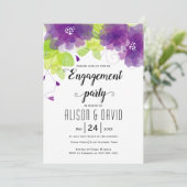 Violet paarse bloemen bruiloft kaart (Staand voorkant)