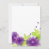 Violet paarse bloemen bruiloft kaart (Achterkant)