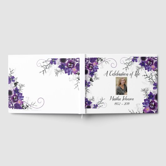 Violet Paarse Bloemen Gastboek Gastenboek (Volledig)