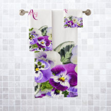 Violet paarse bloemen witte monogram