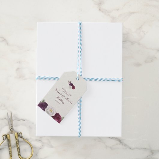 Violet Paarse bloemenbruiloft Cadeaulabel (Met Touw)