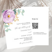 Violet paarse bloemengroen QR code RSVP bruiloft Kaart