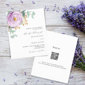 Violet paarse bloemenqr code RSVP budget bruiloft