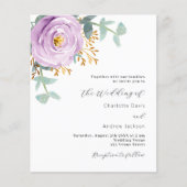 Violet paarse bloemenqr code RSVP budget bruiloft (Voorkant)