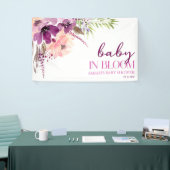 Violet Paarse bloemige Baby in bloei Baby shower Spandoek (Beurs)