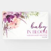 Violet Paarse bloemige Baby in bloei Baby shower Spandoek (Horizontaal)