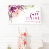 Violet Paarse bloemige Herfst in liefde Vrijgezell Spandoek (Insitu)