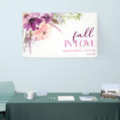 Violet Paarse bloemige Herfst in liefde Vrijgezell Spandoek (Beurs)