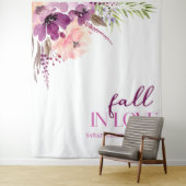 Violet Paarse bloemige Herfst in liefde Vrijgezell Wandkleed (In situ)