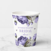 Violet paarse bloemige vrijgezellenfeesten papiere papieren bekers (Achterkant)