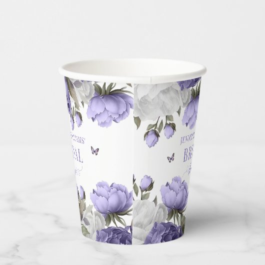 Violet paarse bloemige vrijgezellenfeesten papiere papieren bekers (Rechts)