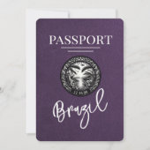 Violet Paarse Brazilië Paspoort Bewaar de datum Save The Date (Voorkant)