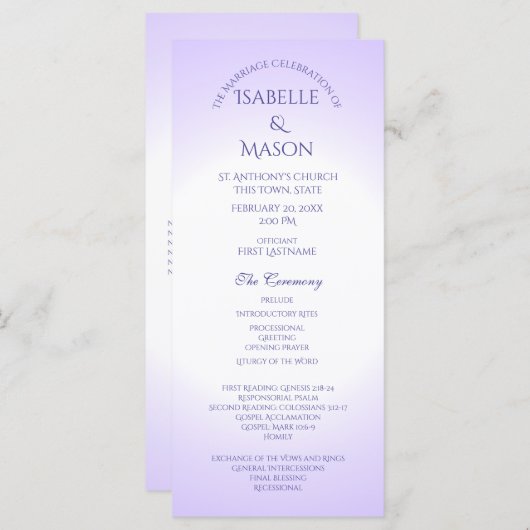 Violet Paarse bruiloft programma Programmakaart (Voorkant / Achterkant)