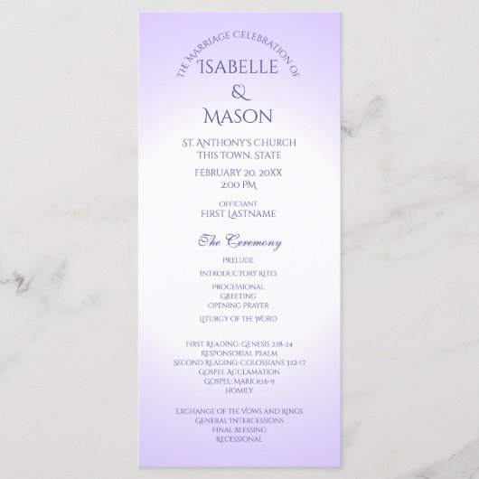 Violet Paarse bruiloft programma Programmakaart (Voorkant)