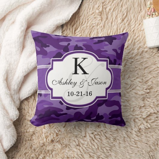 Violet Paarse Camo, Camouflage bruiloft Kussen (Deken)