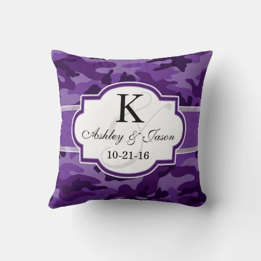Violet Paarse Camo, Camouflage bruiloft Kussen (Achterkant)