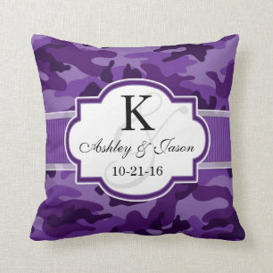 Violet Paarse Camo, Camouflage bruiloft Kussen