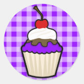 Violet Paarse cupcake Ronde Sticker (Voorkant)