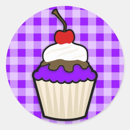 Violet Paarse cupcake Ronde Sticker (Voorkant)
